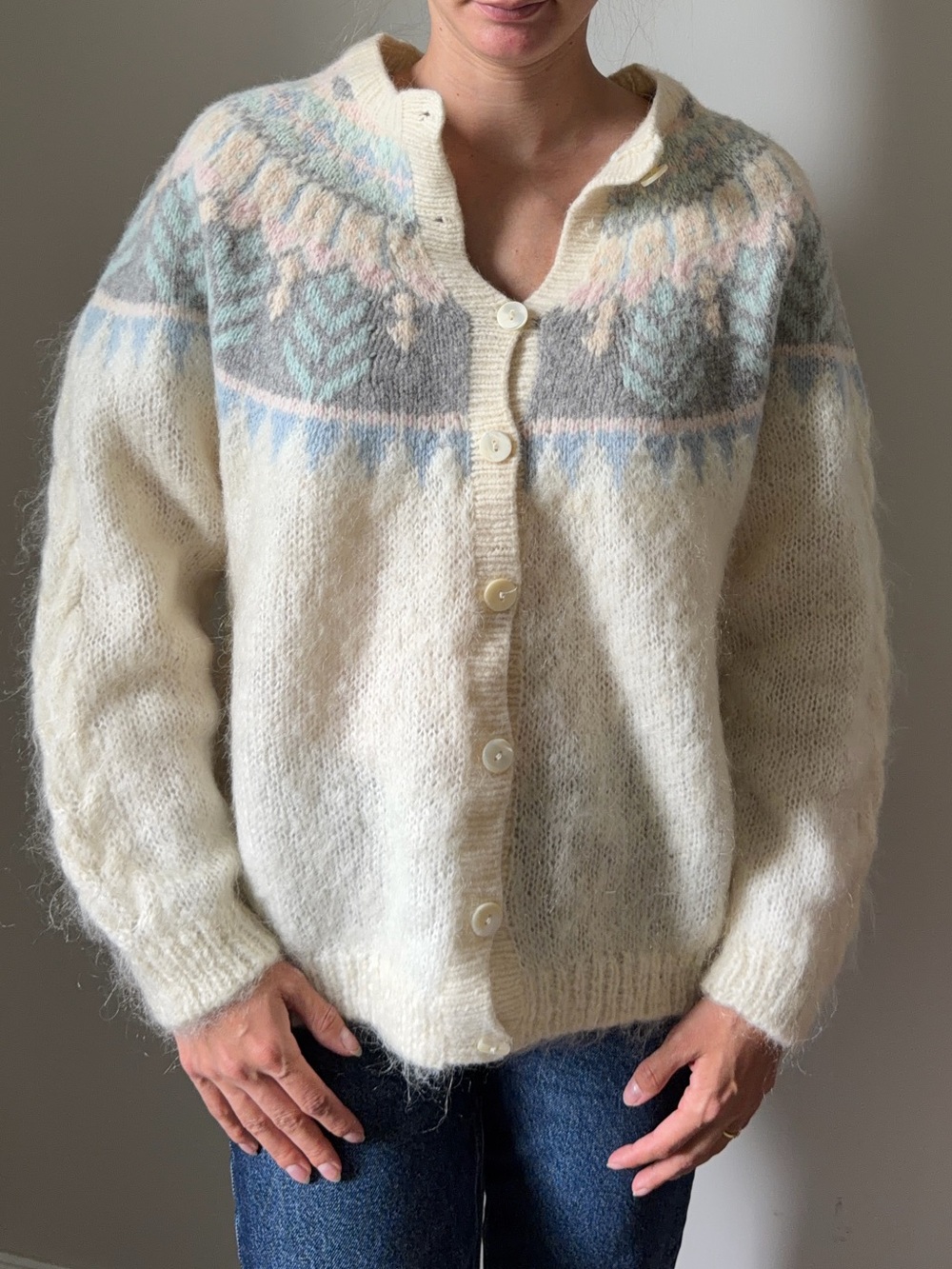 Vintage Wool Blend Fair Isle Cardigan